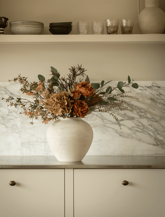 Faux Arrangement - Orange Peony & Autumn Spray