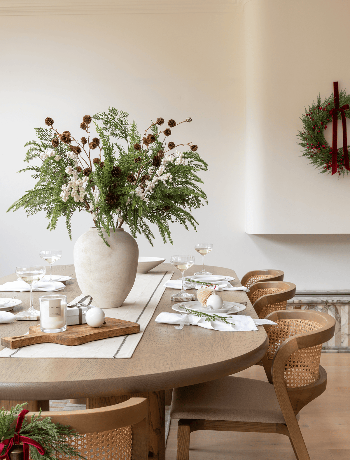 Faux Arrangement - White Berry & Pine Cone