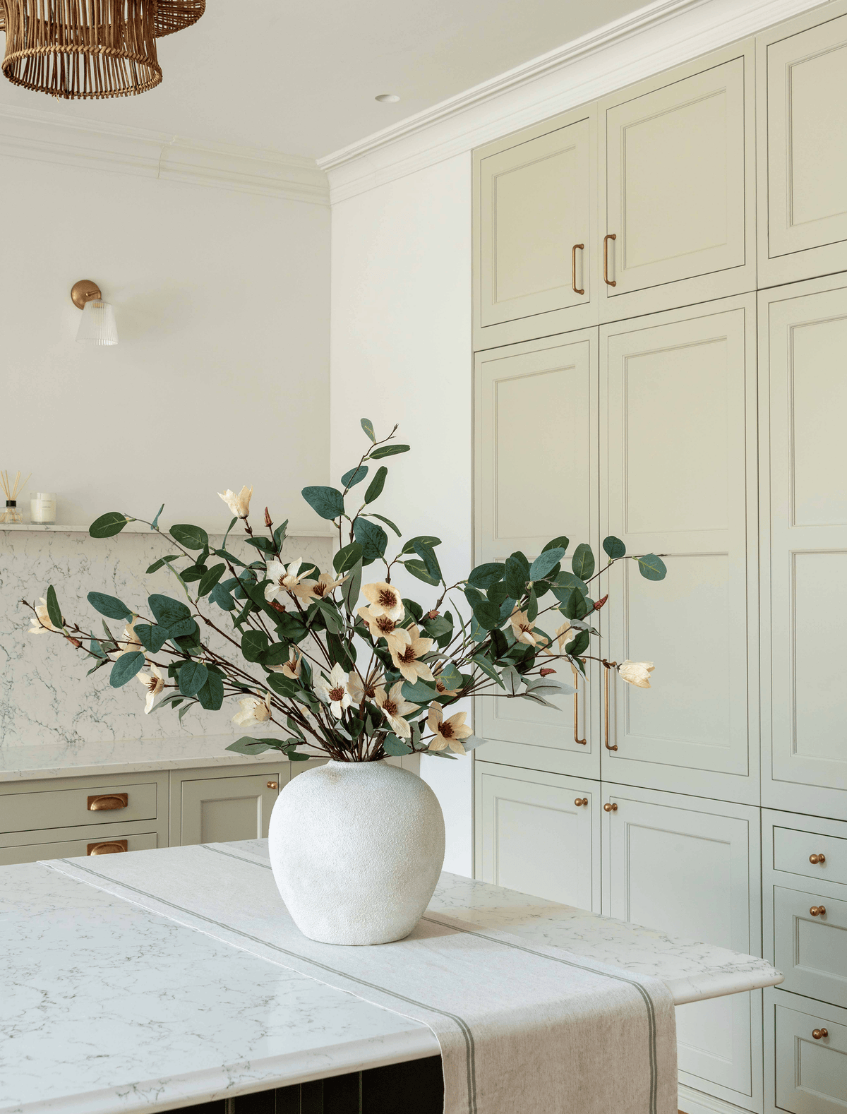 Faux Arrangement - Eucalyptus and Cream Magnolia