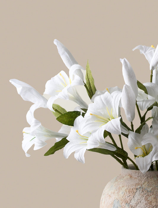Faux Lily Arrangement - White
