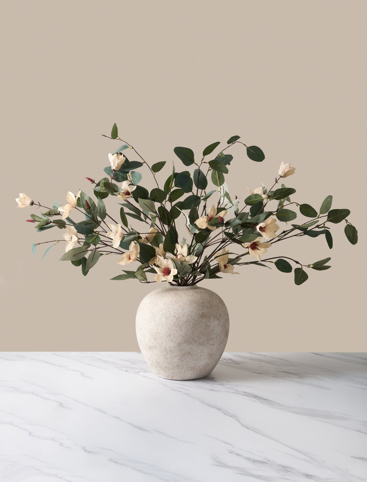 Faux Arrangement - Eucalyptus and Cream Magnolia