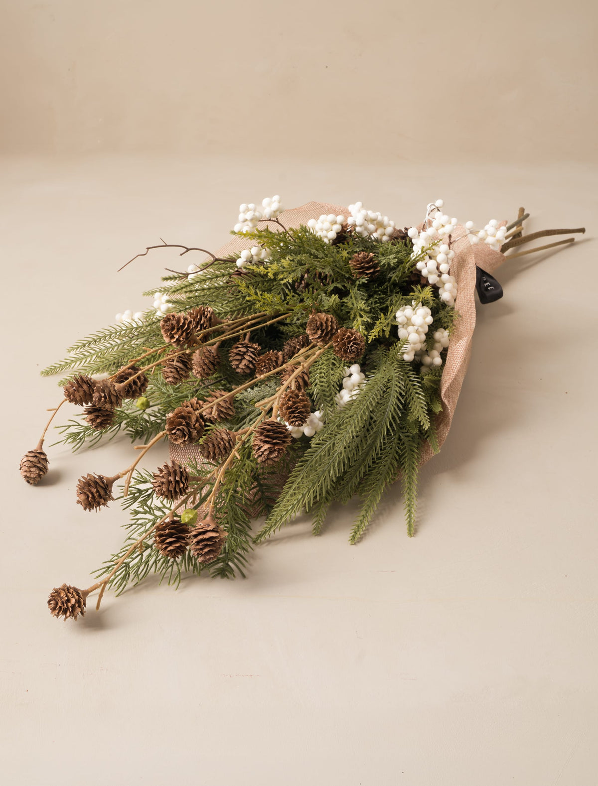 Faux Arrangement - White Berry & Pine Cone