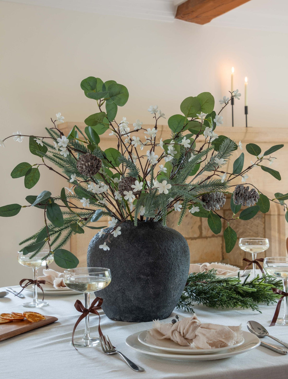 Faux Arrangement - Eucalyptus and Winter White