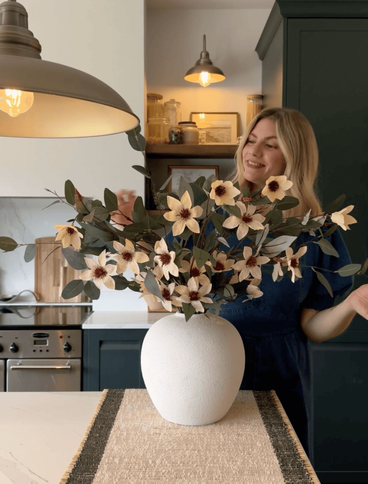 Faux Arrangement - Eucalyptus and Cream Magnolia