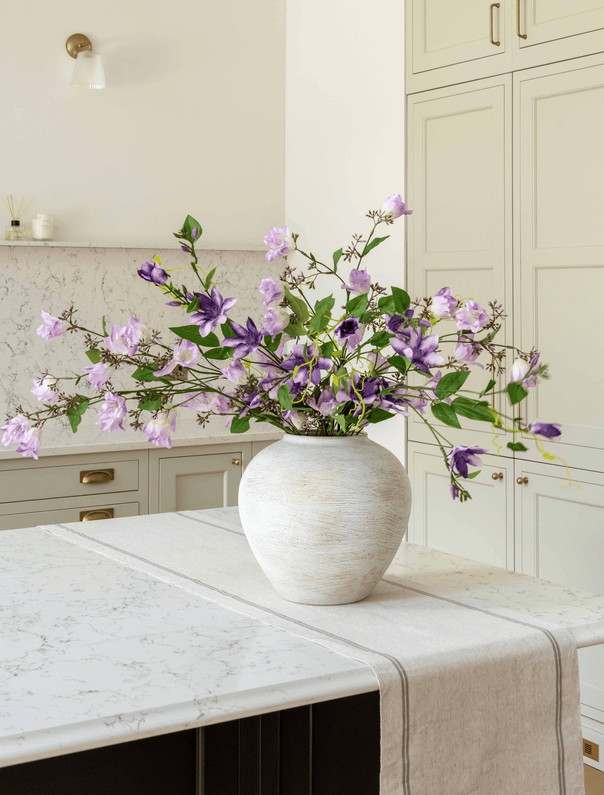 Faux Arrangement - Bell Flower & Clematis Purple