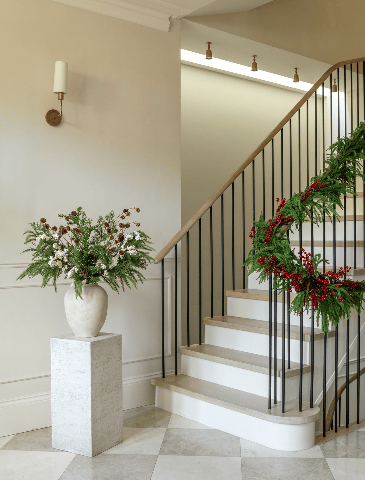 Faux Arrangement - White Berry & Pine Cone