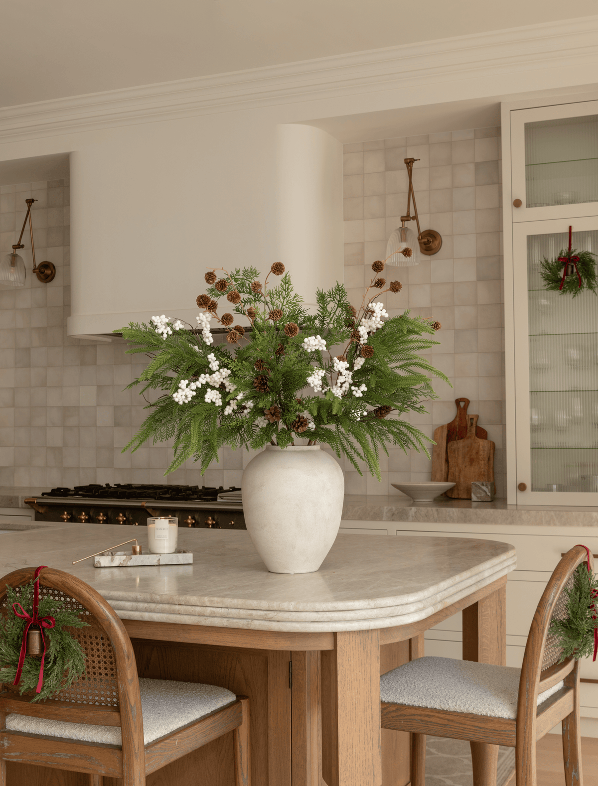 Faux Arrangement - White Berry & Pine Cone