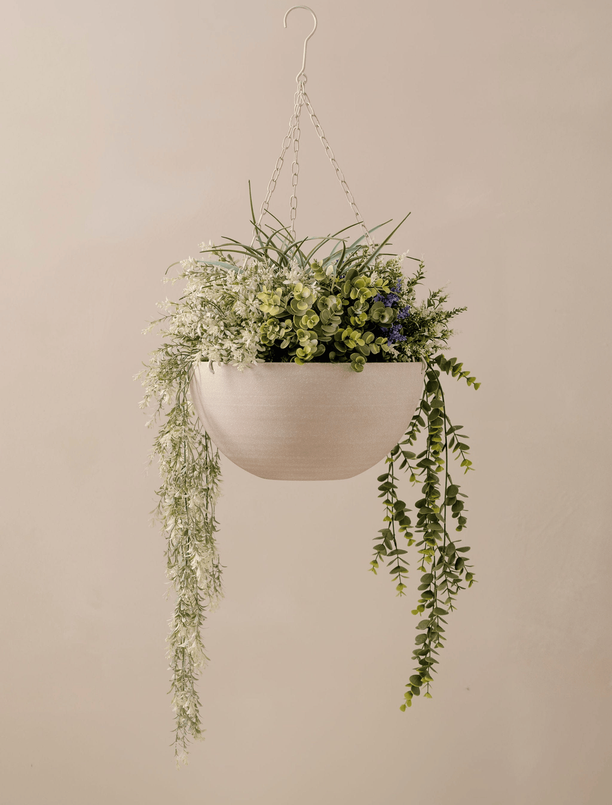 Outdoor Hanging Floral Basket - Green & Purple