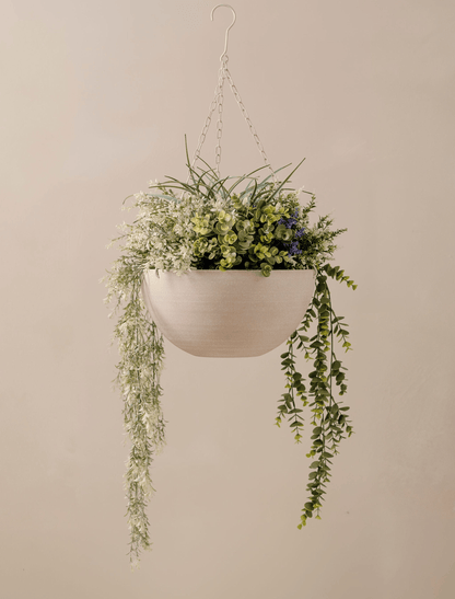 Outdoor Hanging Floral Basket - Green & Purple