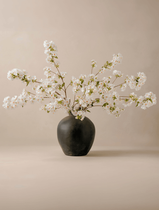 Faux Japanese Cherry Blossom - White (6 Stems)