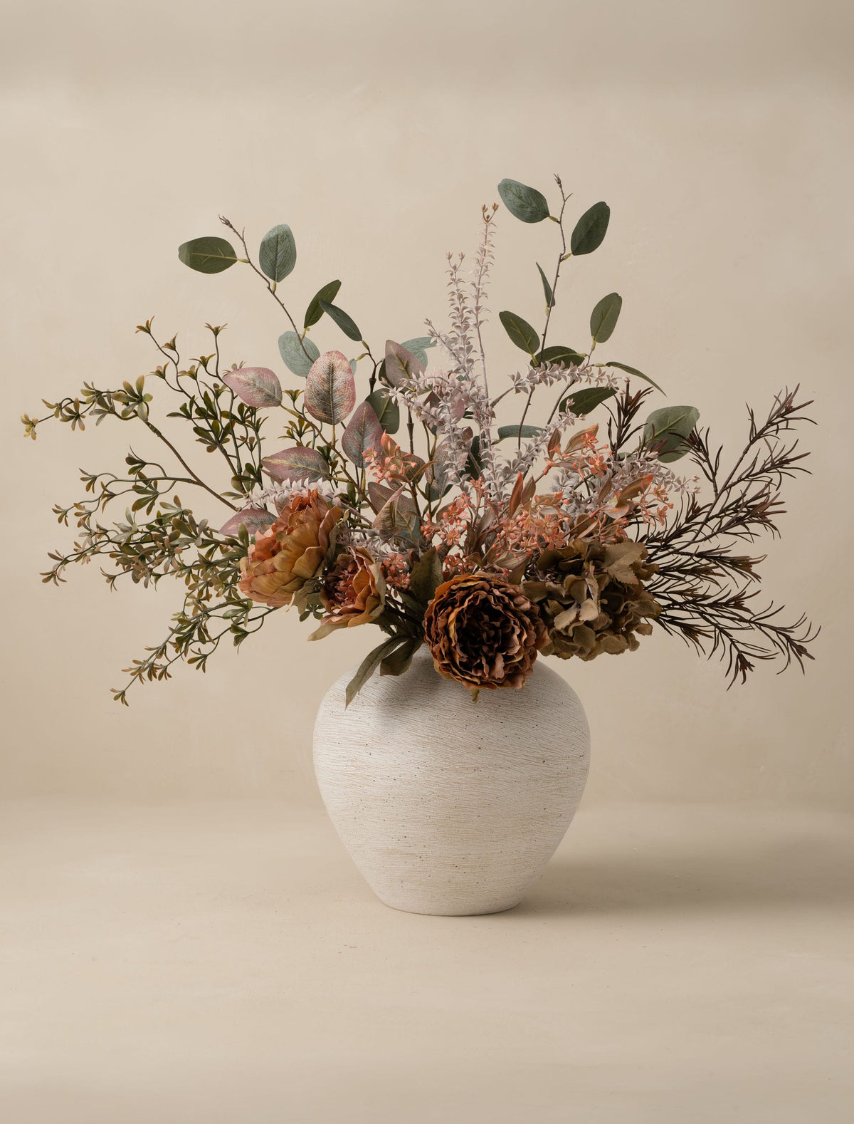 Faux Arrangement - Orange Peony & Autumn Spray