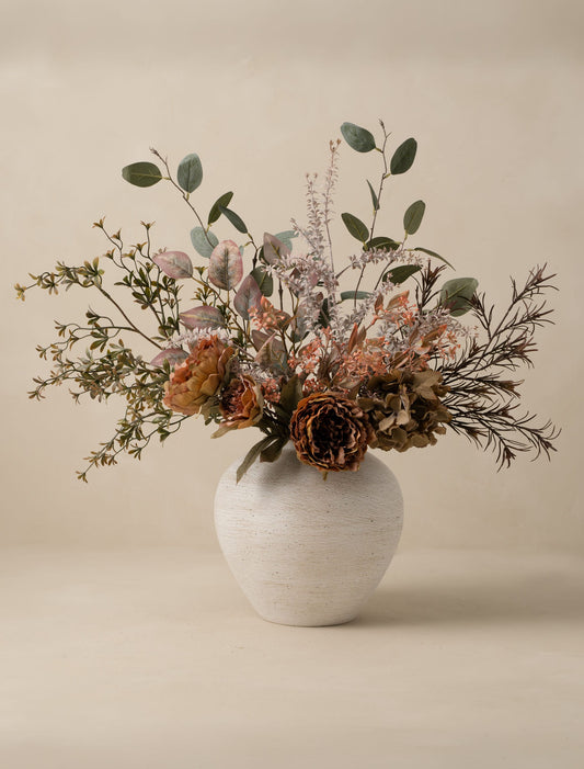 Faux Arrangement - Orange Peony & Autumn Spray