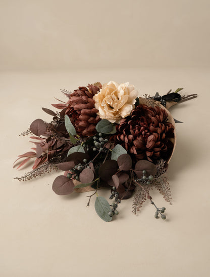 Faux Arrangement - Burgundy Dahlia & Cream Peony