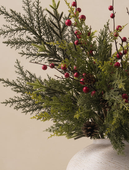 Faux Arrangement - Winter Fern & Red Berry