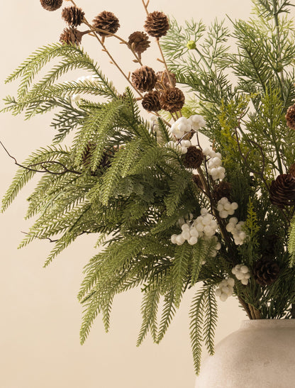 Faux Arrangement - White Berry & Pine Cone