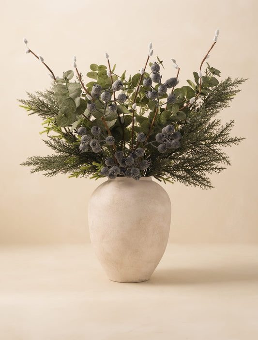 Faux Arrangement - Blue Berry & Pussy Willow