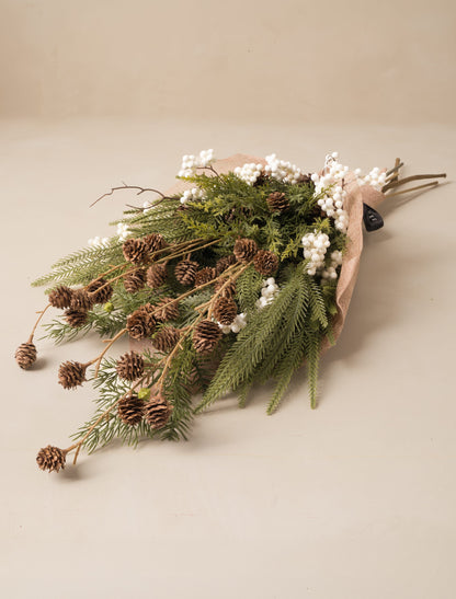 Faux Arrangement - White Berry & Pine Cone