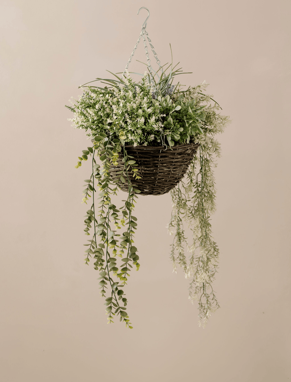 Faux floral hanging basket