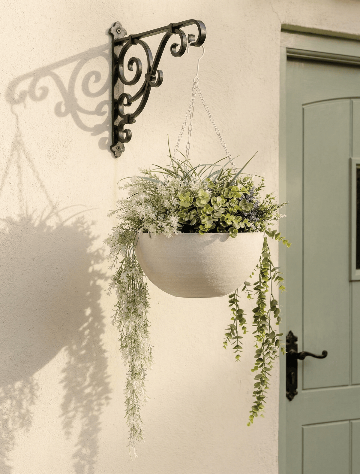 Outdoor Hanging Floral Basket - Green & Purple