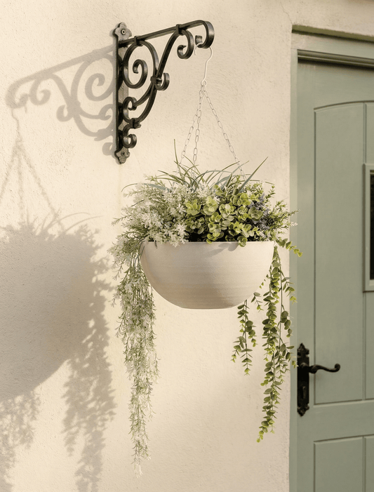 Outdoor Hanging Floral Basket - Green & Purple