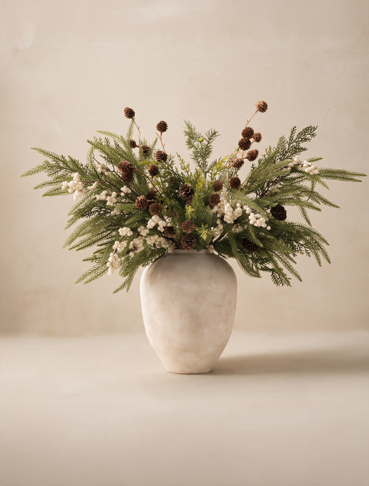 Faux Arrangement - White Berry & Pine Cone